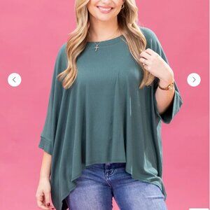 DD Design Dreamy Rib Boxy Top – Hunter Green | Medium